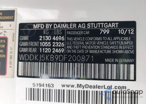 2013 Mercedes-Benz E 350 из США, поврежденный, VIN WDDKJ5KB9DF200871